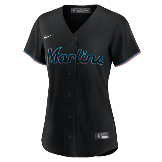 Women's  Nike Marlins Alternate Replica Team Jersey - Black