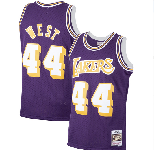 Men's Jerry West Los Angeles Lakers Mitchell & Ness 1971-72 Hardwood Classics Swingman Player Jersey - Purple