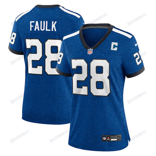 Marshall Faulk 28 Indianapolis Colts Indiana Nights Alternate Game Women Jersey - Royal