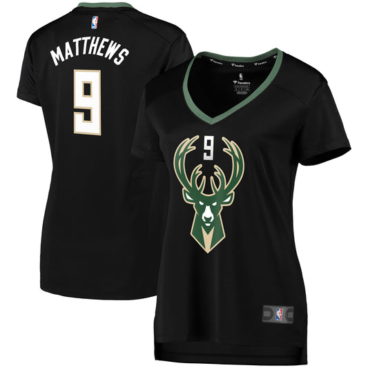 Wesley Matthews Milwaukee Bucks Fanatics Branded Women's Fast Break Replica Jersey Black - Statement Edition