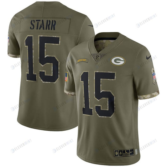 Bart Starr Green Bay Packers 2022 Salute To Service Retired Player Limited Jersey - Olive