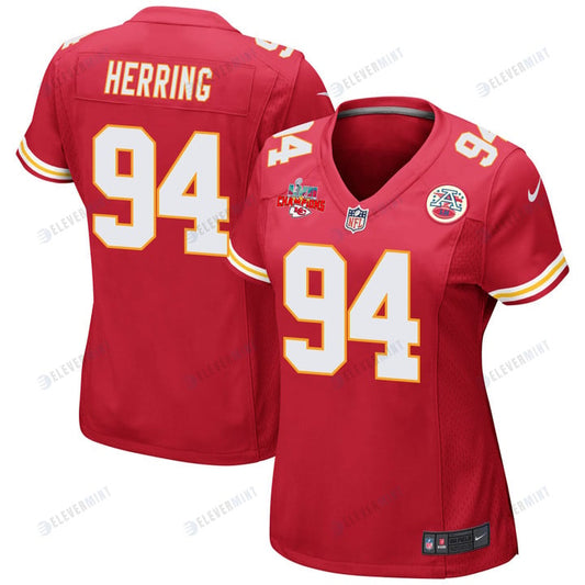 Malik Herring 94 Kansas City Chiefs Super Bowl LVII Champions 3 Stars Women Game Jersey - Red