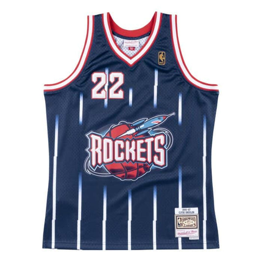 Men's Houston Rockets Clyde Drexler Mitchell & Ness Navy 1996-97 Hardwood Classics Swingman Jersey