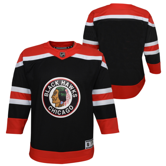 Youth Chicago Blackhawks Black Reverse Retro Blank Replica Team Jersey