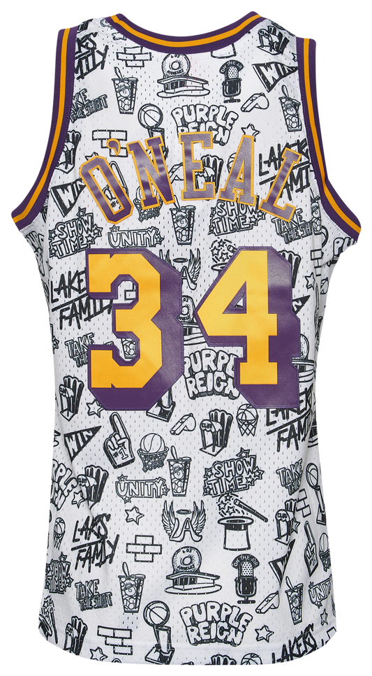 Men's  Mitchell & Ness Lakers Doodle Jersey - White