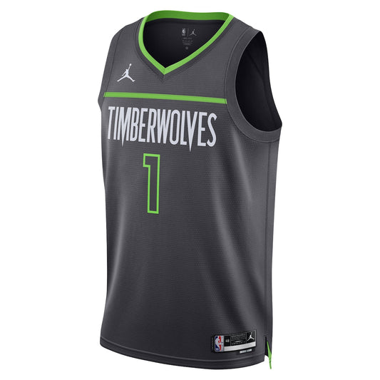 Men's Anthony Edwards Jordan Timberwolves Swingman Jersey Statement Edition - Grey