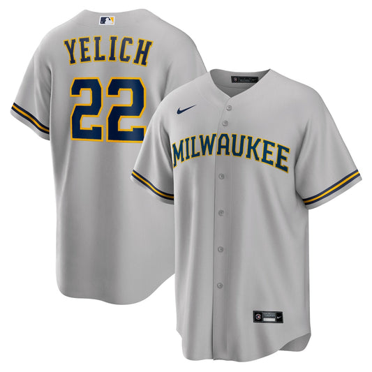 Men's Christian Yelich Nike Brewers Alternate Replica Jersey - Grey