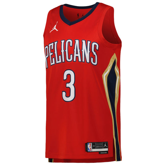 Men's CJ McCollum Jordan Pelicans Swingman Jersey Statement Edition - Red