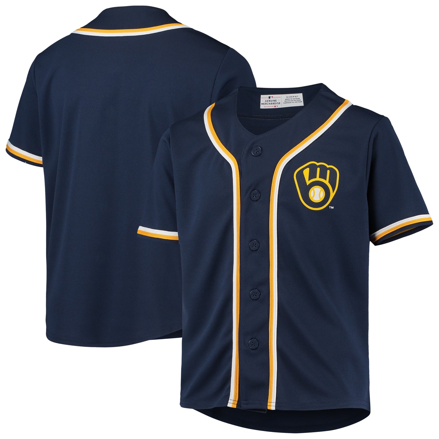 Youth Navy Milwaukee Brewers MLB Team Jersey