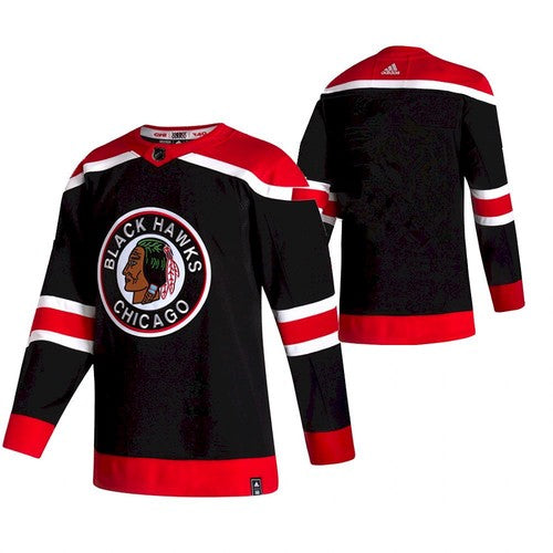 Men's Chicago Blackhawks adidas Black Reverse Retro Blank Authentic Team Jersey