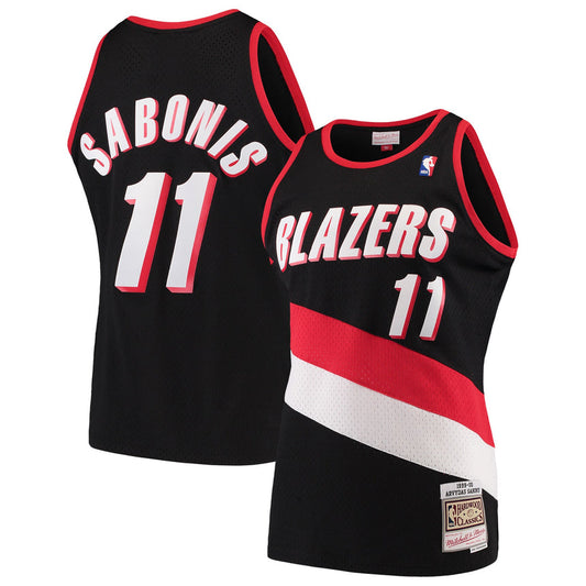 Men's Arvydas Sabonis Portland Trail Blazers Mitchell & Ness Hardwood Classics Swingman Jersey - Black