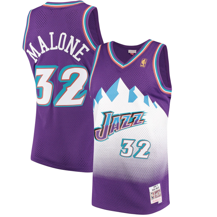 Men's Karl Malone Utah Jazz Mitchell & Ness 1996-97 Hardwood Classics Swingman Jersey