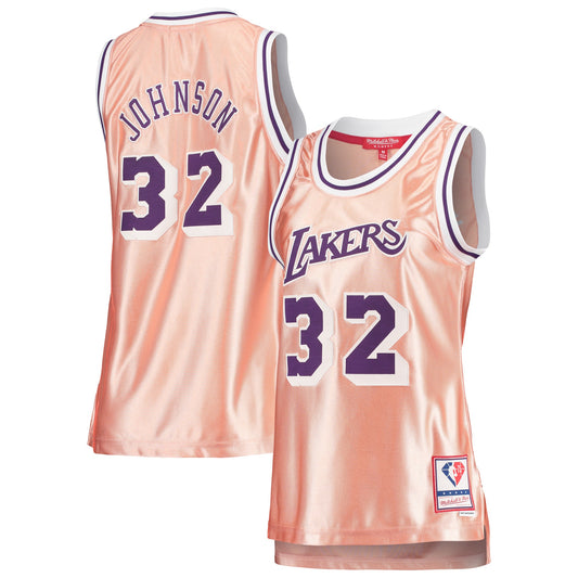 Magic Johnson Los Angeles Lakers Mitchell & Ness Women's 75th Anniversary Rose Gold 1984 Swingman Jersey - Pink