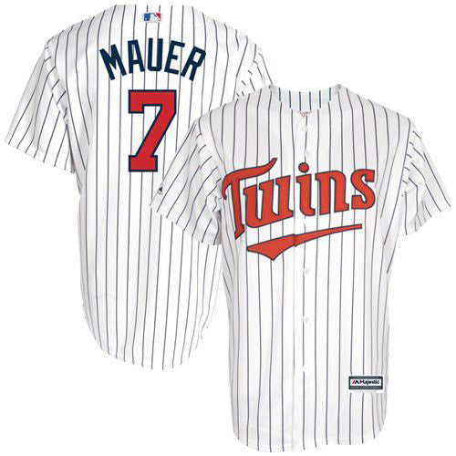 Youth Minnesota Twins Joe Mauer Replica Home Jersey - White