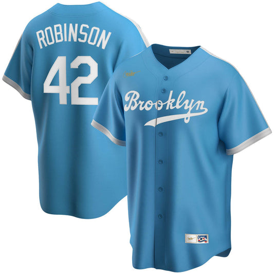 Men's Jackie Robinson Brooklyn Dodgers Light Blue Alternate Cooperstown Collection Team Jersey