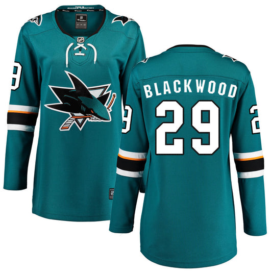 Mackenzie Blackwood San Jose Sharks Fanatics Branded Women's 2021/22 Home Breakaway Jersey - Teal