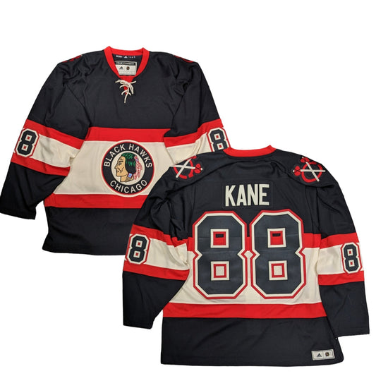 Men's Chicago Blackhawks Patrick Kane adidas 1934 Black Alternate Authentic Player Jersey