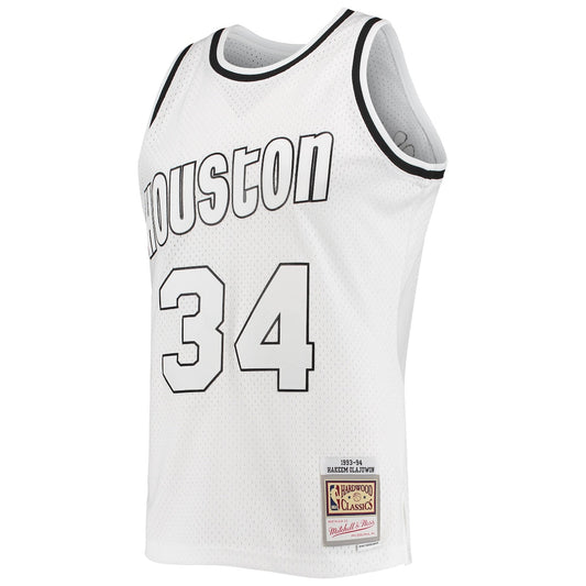 Men's Hakeem Olajuwon Mitchell & Ness Rockets Out Swingman Jersey - White