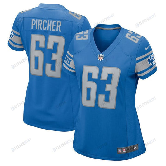 Max Pircher 63 Detroit Lions Women's Team Game Jersey - Blue