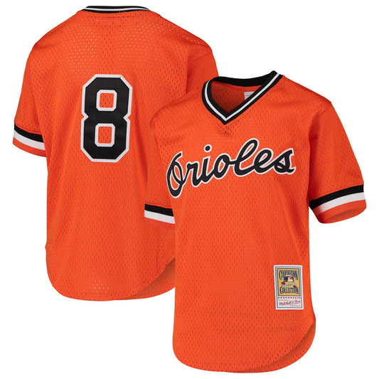 Men's Cal Ripken Jr. Baltimore Orioles Mitchell & Ness Cooperstown Collection Authentic Mesh Batting Practice Jersey - Orange