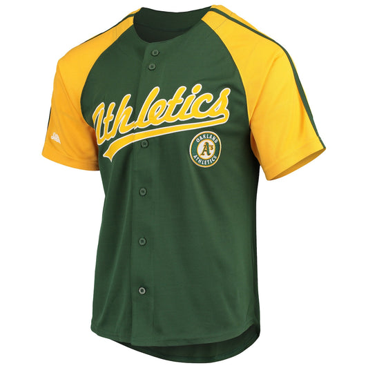 Men's  Stitches Athletics Button-Down Raglan Replica Jersey - Green