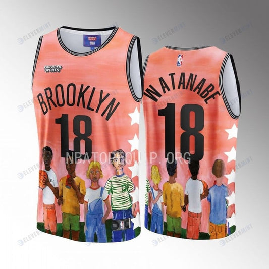 Yuta Watanabe 18 Brooklyn Nets NBA & KidSuper Studios Unisex Hometown Jersey