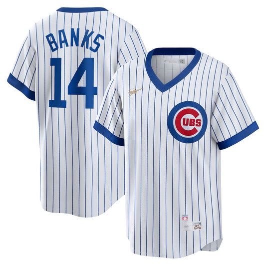 Men's Ernie Banks Nike Cubs Home Cooperstown Jersey - White