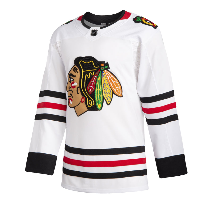 Men's Chicago Blackhawks Adidas White Road Authentic Blank Jersey 2