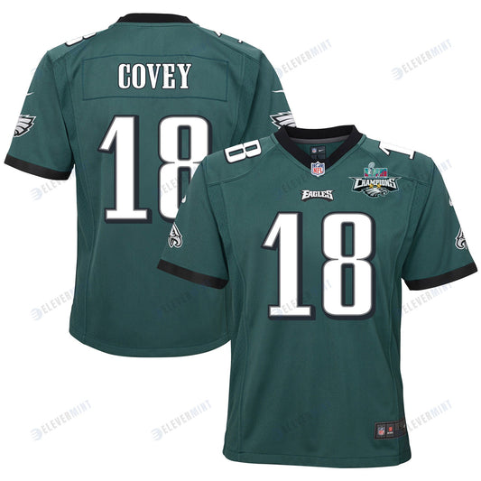 Britain Covey 18 Philadelphia Eagles Super Bowl LVII Champions 2 Stars 2 Stars Youth Game Jersey - Black