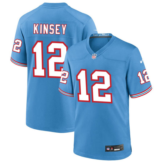 Mason Kinsey Tennessee Titans Nike Oilers Throwback Game Jersey - Light Blue