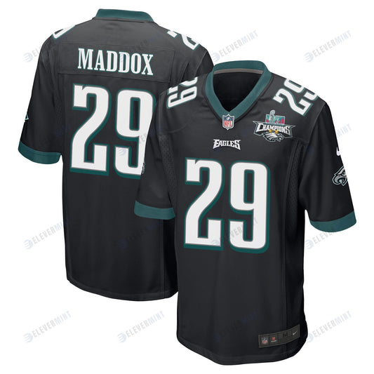 Avonte Maddox 29 Philadelphia Eagles Super Bowl LVII Champions 2 Stars Men Game Jersey - Black