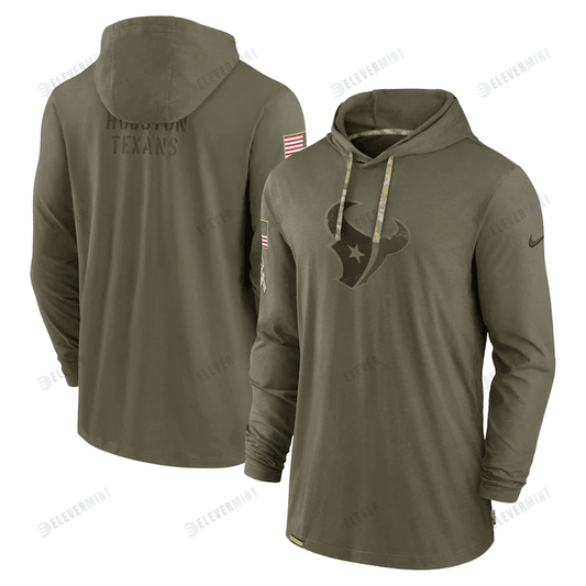 Men Houston Texans 2022 Salute to Service Tonal Pullover Hoodie - Olive