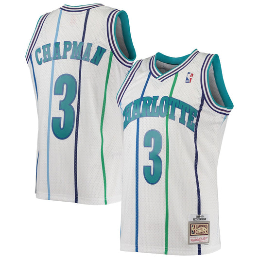 Youth Charlotte Hornets Rex Chapman Mitchell & Ness White 1988-89 Hardwood Classics Swingman Jersey