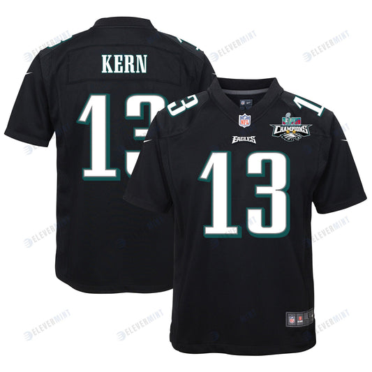 Brett Kern 13 Philadelphia Eagles Super Bowl LVII Champions 2 Stars Youth Game Jersey - Black