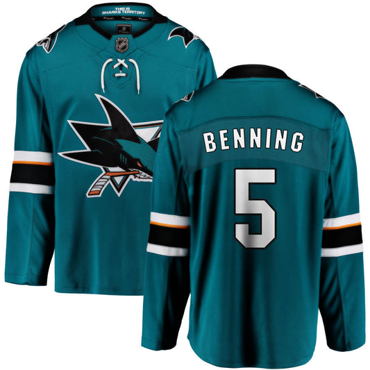 Matt Benning San Jose Sharks Fanatics Branded 2021/22 Home Breakaway Jersey - Teal