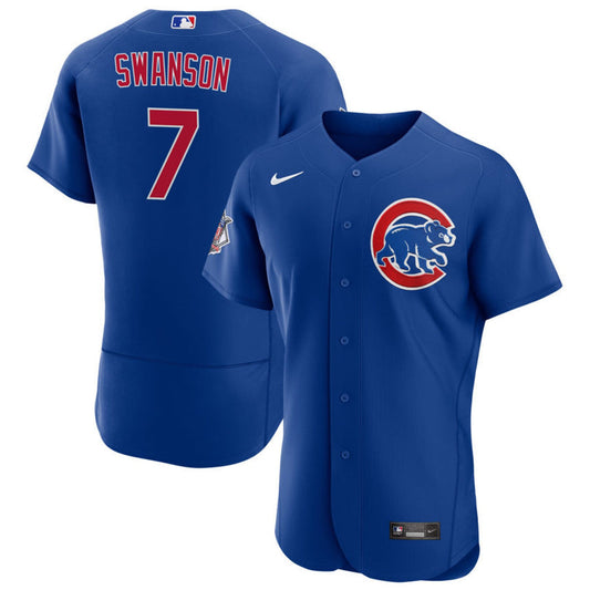 Men's Chicago Dansby Swanson Chicago Cubs Blue Alternate Authentic Player Jersey