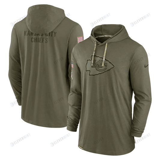 Men Kansas City Chiefs 2022 Salute to Service Tonal Pullover Hoodie - Olive