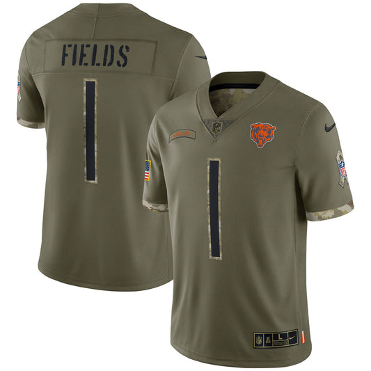 Men's Justin Fields Chicago Bears 2022 Salute To Service Limited Jersey - Olive