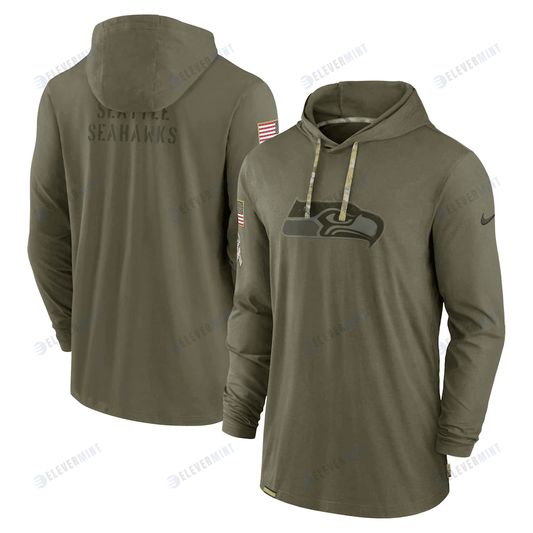 Men Seattle Seahawks 2022 Salute to Service Tonal Pullover Hoodie - Olive