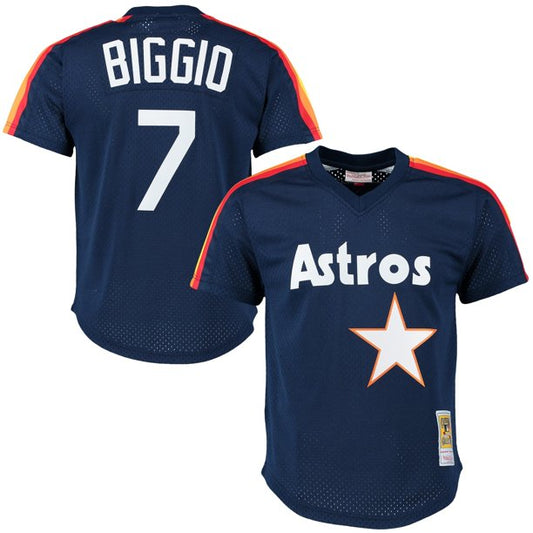 Men's Craig Biggio Houston Astros Mitchell & Ness Cooperstown Mesh Batting Practice Jersey - Navy