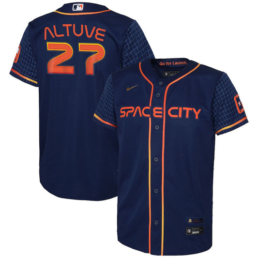 Youth Houston Astros Jose Altuve Space City Connect Replica Jersey - Navy