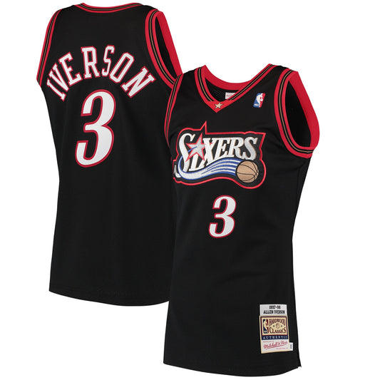 Allen Iverson Philadelphia 76ers Mitchell & Ness 1997 Hardwood Classics Authentic Jersey - Black