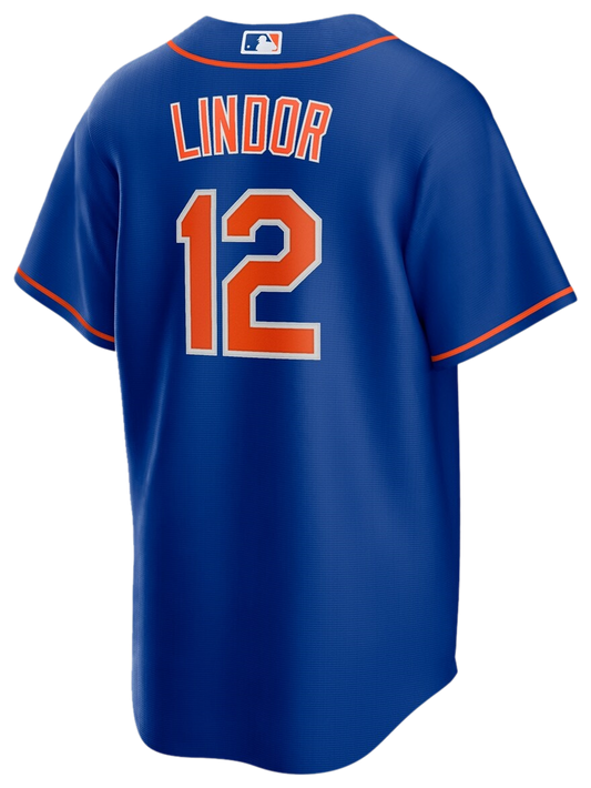 Men's Lindor Francisco Nike Mets Replica Player Jersey - Blue