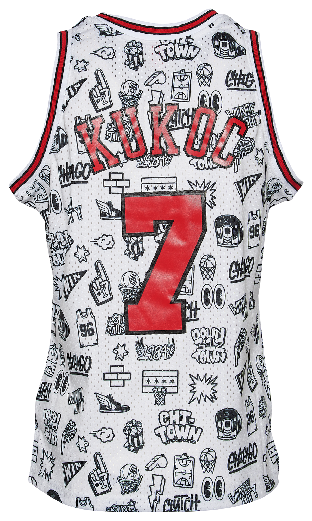 Men's  Mitchell & Ness Bulls Doodle Jersey - White