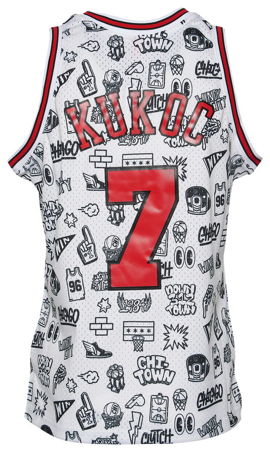 Men's  Mitchell & Ness Bulls Doodle Jersey - White