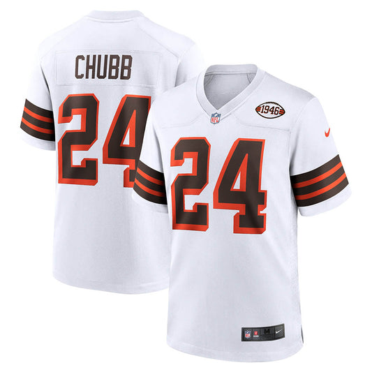 Men's Cleveland Browns Nick Chubb 1946 Collection Alternate Game Jersey White