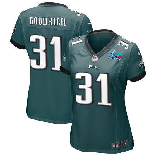 Mario Goodrich Philadelphia Eagles Nike Women's Super Bowl LVII Game Jersey - Midnight Green