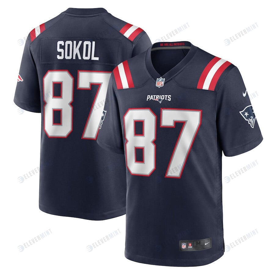 Matt Sokol New England Patriots Game Player Jersey - Navy