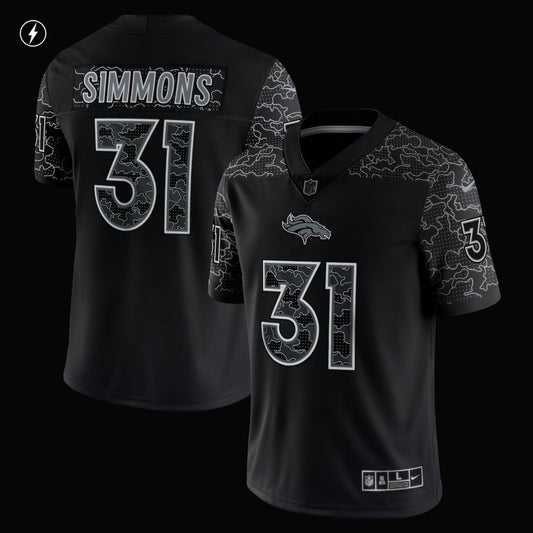 Men's Justin Simmons Nike Broncos RFLCTV Limited Jersey - Black