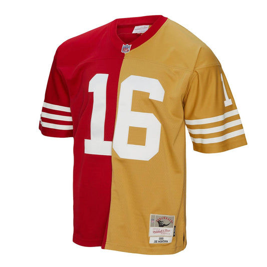 Men's Joe Montana Mitchell & Ness 49ers 1990 Split Legacy Replica Jersey - Red